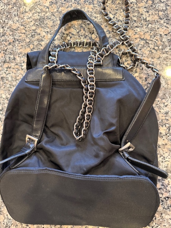 PRADA Nylon Black backpack with silver chain straps main image 7